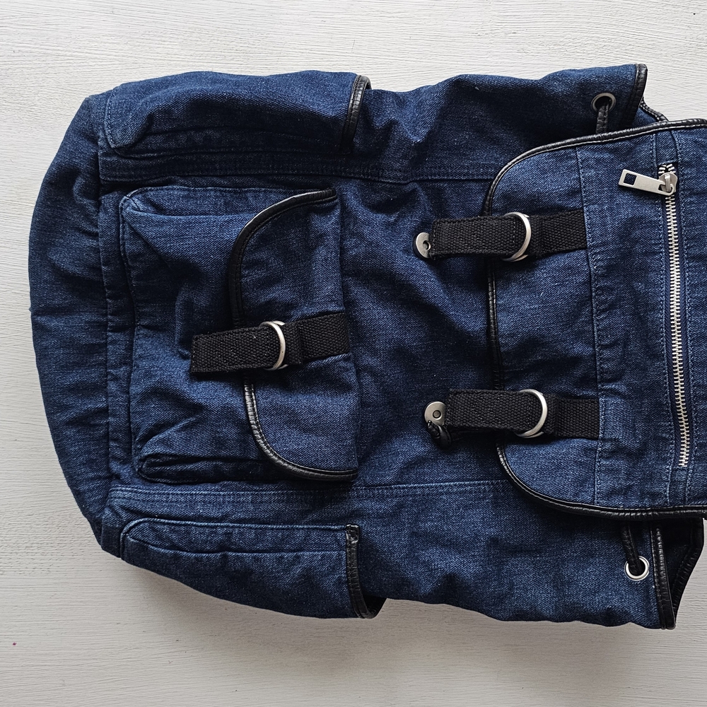 Denim Backpack with Black Accents